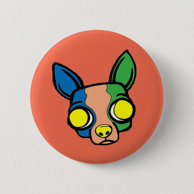 Orange Mönch-Welpen-Knopf Button (Vorderseite)