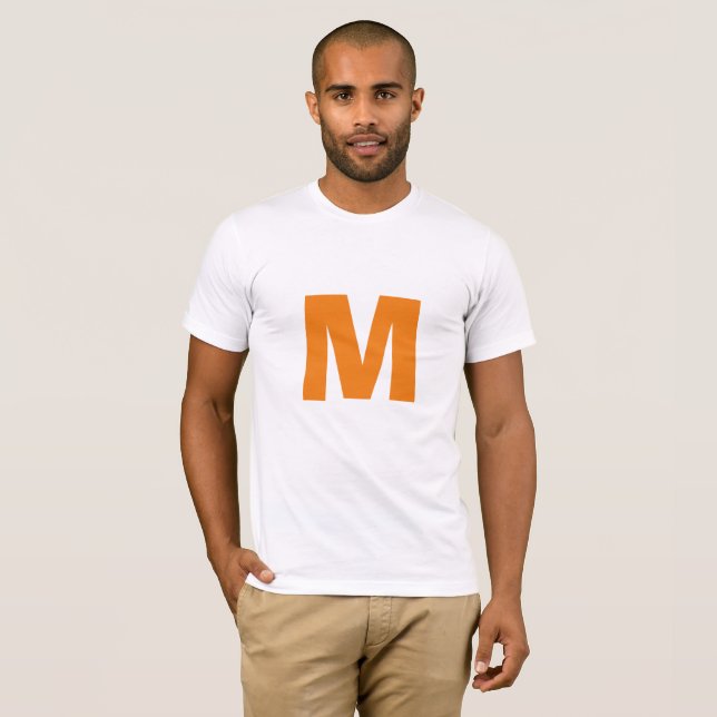 Orange Monogram Eigenname Ersetzen Text T-Shirt (Vorne ganz)