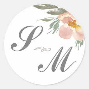 Orange Monogram Gastgeschenk Hochzeit Aufkleber
