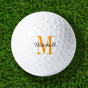 Orange Monogram Initial and Name Personalisiert Golfball