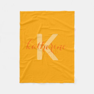 Orange Monogram Musterskriptname Fleecedecke