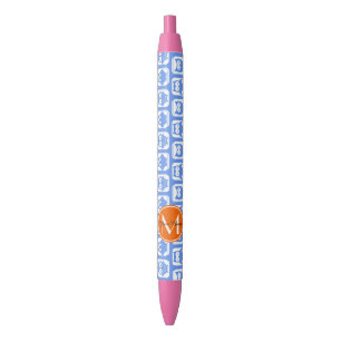 Orange Monogram Personalisiert Name Blue Owls Kugelschreiber