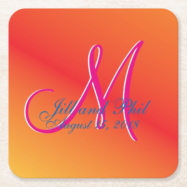 Orange Monogram Sunset Fabulous Budget Value Fun Rechteckiger Pappuntersetzer (Vorderseite)