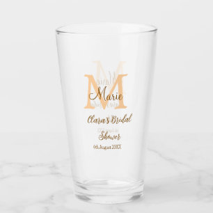 Orange Monogramm Brautparty geben den Namen modern Glas