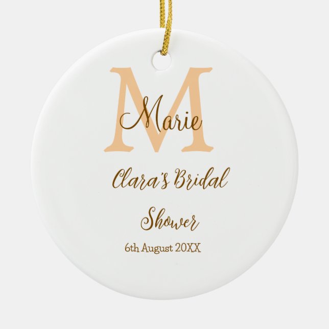 Orange Monogramm Brautparty geben den Namen modern Keramik Ornament (Vorne)