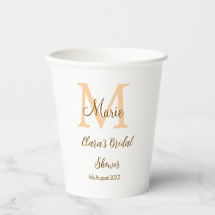Orange Monogramm Brautparty geben den Namen modern Pappbecher