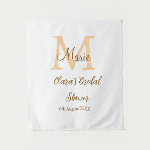 Orange Monogramm Brautparty geben den Namen modern Wandteppich