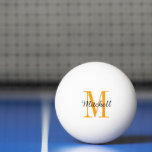 Orange Monogramm und Name Personalisiert Tischtennisball<br><div class="desc">Individuell bedruckte Tischtennisbälle,  die mit Ihrem Namen und Monogramm oder mit anderen Texten personalisiert sind. Klicken Sie auf Anpassen,  um Schriftart und Farben zu bearbeiten oder um eigene Texte und Bilder hinzuzufügen,  um ein einzigartiges Geschenk zu erstellen.</div>
