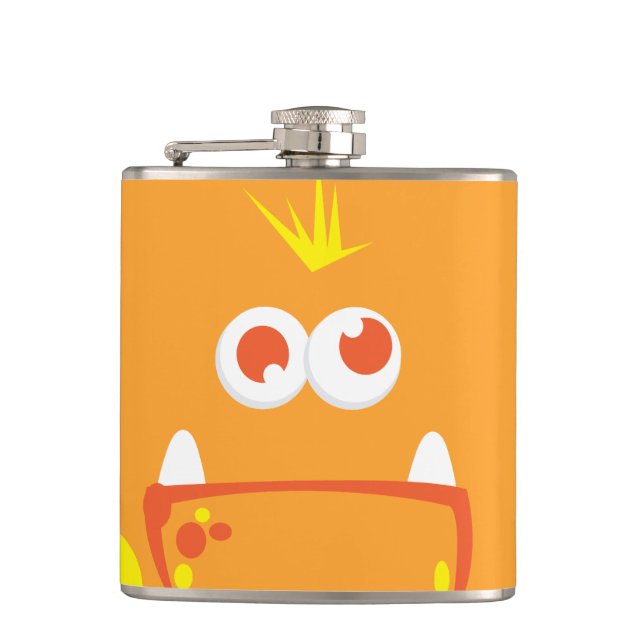 Orange Monster Face Flask Flachmann (Vorderseite)