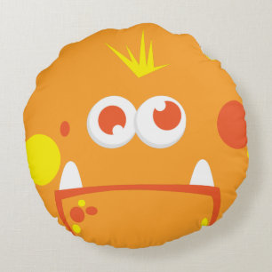 Orange Monster Face Round Pilze Rundes Kissen