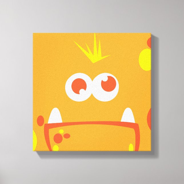 Orange Monster Face Wrapped Canvas Leinwanddruck (Vorderseite)