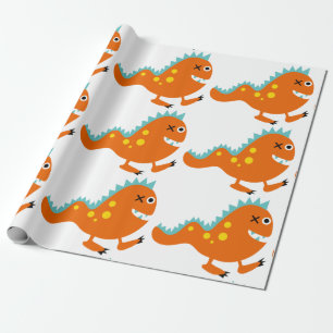 Orange Monster-Halloween-Lech-Packpapier Geschenkpapier