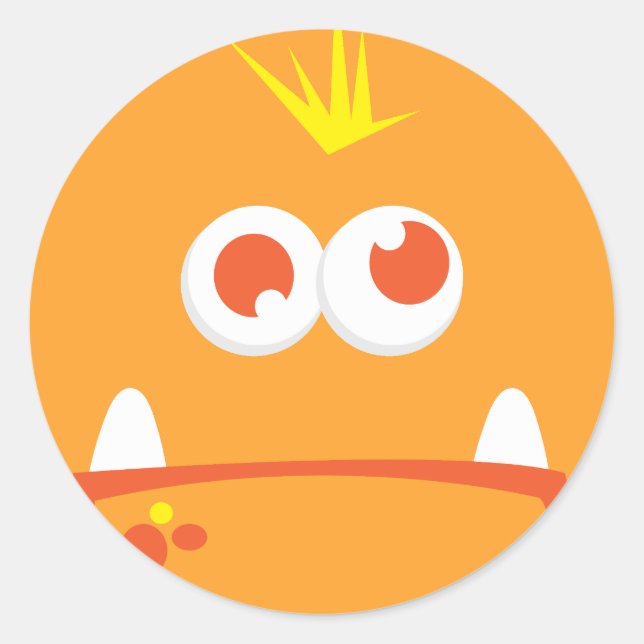 Orange Monster-Sticker Runder Aufkleber (Vorderseite)