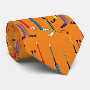 Orange Multi Color Hockey Goalie Sticks Krawatte
