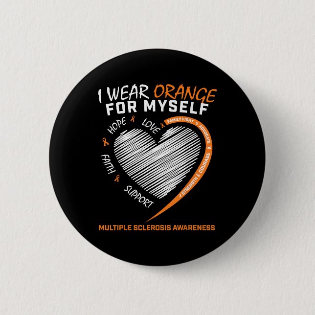 Orange Multiple Sklerose Apparese Frauen Frau Frau Button (Vorderseite)