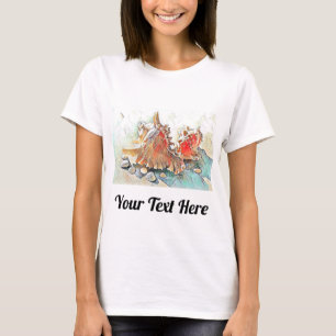 Orange Muscheln auf Strand Aquarellmalerei T-Shirt