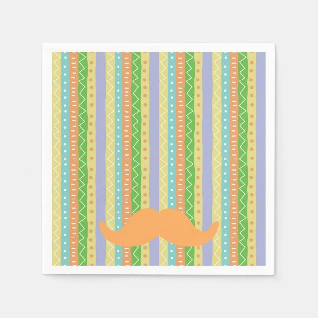 Orange Mustache Fiesta Green Yellow Fun Señor Serviette (Vorderseite)
