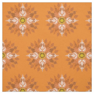 Orange Muster Feuerpaisleys Orientale Stoff