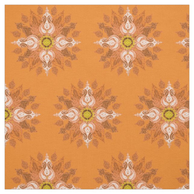 Orange Muster Feuerpaisleys Orientale Stoff (Muster)