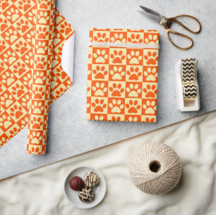 Orange-Muster für karierte Druckfarben Geschenkpapier