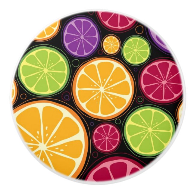 Orange Muster und Hintergrund Keramikknauf (Vorderseite)