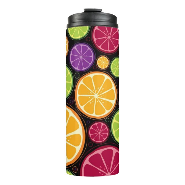 Orange Muster und Hintergrund Thermosbecher (Vorderseite)