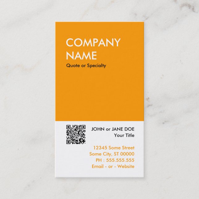 orange mutiger Entwurf Ihr eigener QR Code Visitenkarte (Vorderseite)
