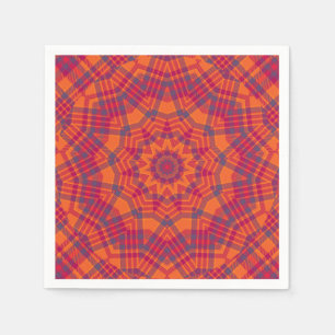 Orange n Lila Kariert Kaleidoskop Serviette