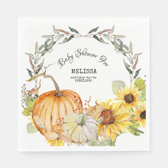 Orange n White Pumpkins w Sunflowers Babydusche Serviette (Vorderseite)