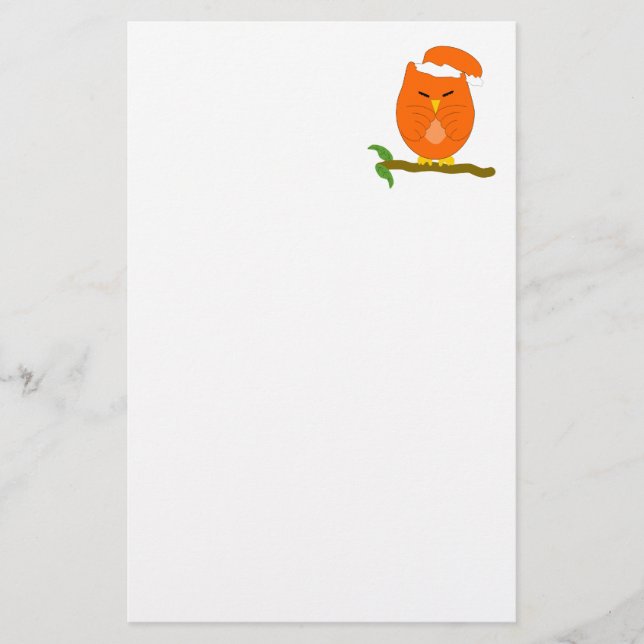 Orange Nacht-Eule-Design Briefpapier (Vorderseite)