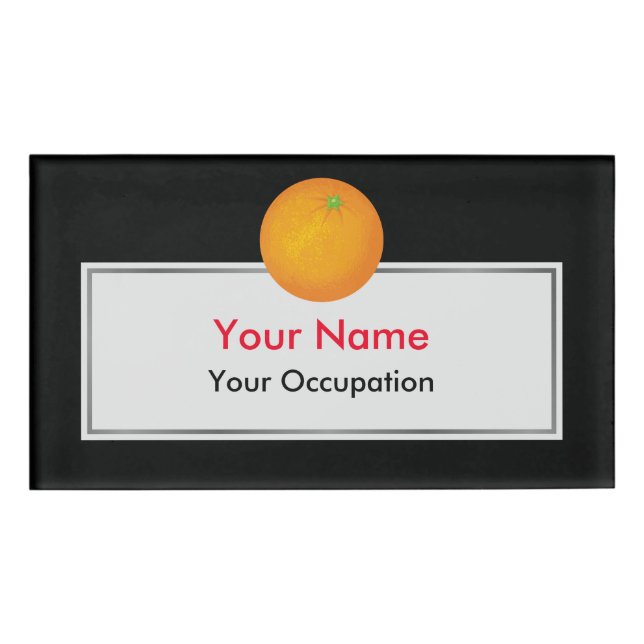 Orange Namenschild (Vorderseite)
