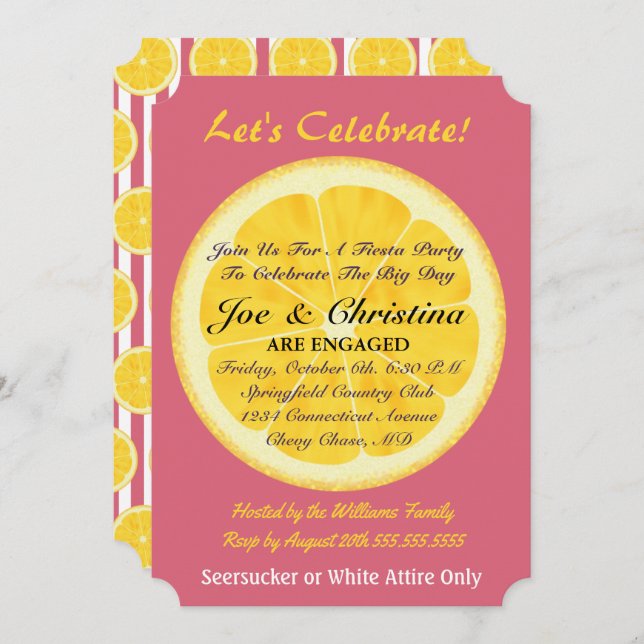 Orange & Nantucket Red Fiesta Cocktail Party Einladung (Vorne/Hinten)