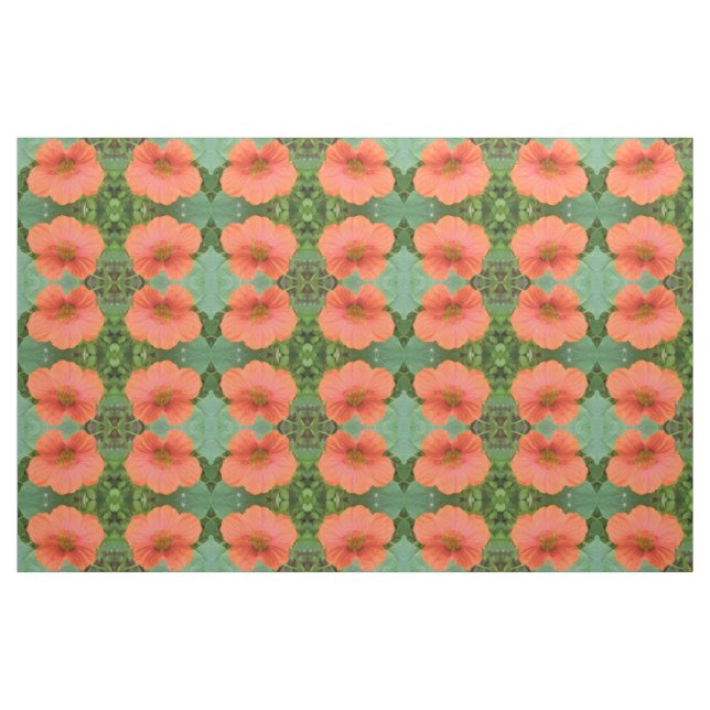 Orange Nasturtium Blume Floral Gemustert Stoff (Fat Quarter (45,7 x 55,9 cm))