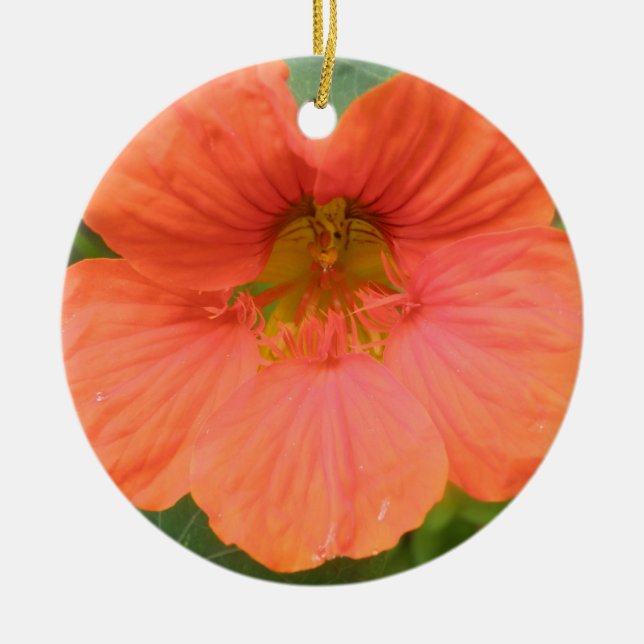Orange Nasturtium Custom Birthday Keramik Ornament (Vorne)