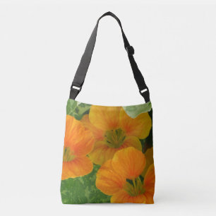 Orange Nasturtium Floral Tragetaschen Mit Langen Trägern