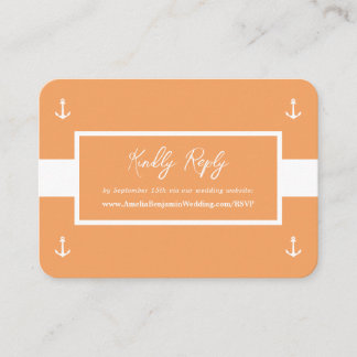 Orange Nautical Pattern Website Wedding RSVP Begleitkarte