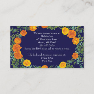 Orange & Navy Blue Peony Rose Hochzeitsszenario Begleitkarte