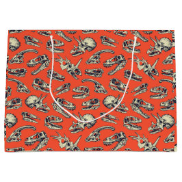 Orange & Navy Dinosaurier Skulls Große Geschenktüte