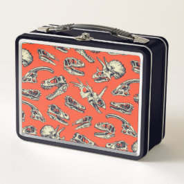 Orange & Navy Dinosaurier Skulls Metall Brotdose