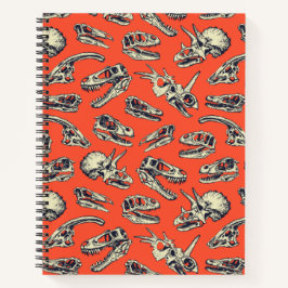Orange & Navy Dinosaurier Skulls Notizbuch