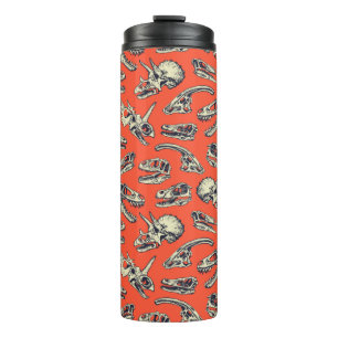 Orange & Navy Dinosaurier Skulls Thermosbecher