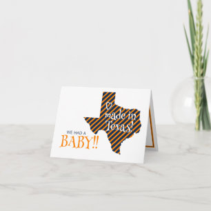 Orange/Navy gestreifte Made in Texas Foto Baby Ankündigung