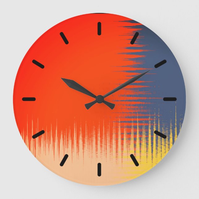 Orange Navy Yellow Cream  Große Wanduhr (Vorderseite)