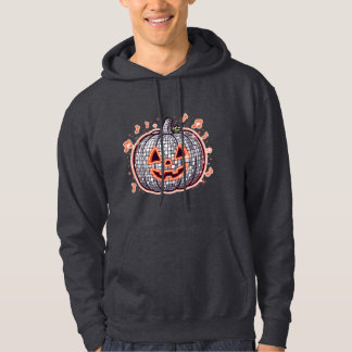 Orange Neon Disco-Kürbis-Pullover Hoodie für Erwac