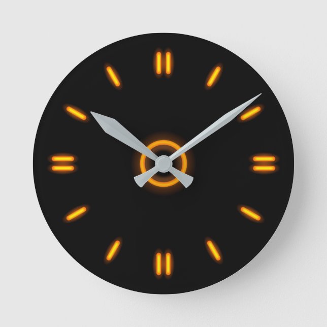Orange Neon Runde Wanduhr (Vorderseite)