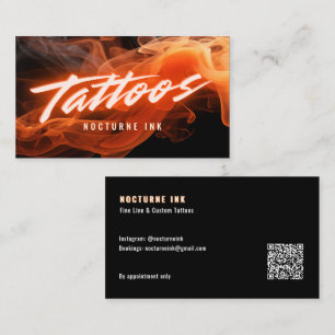 Orange Neon & Smoke Tattoo Künstler QR Code Visitenkarte