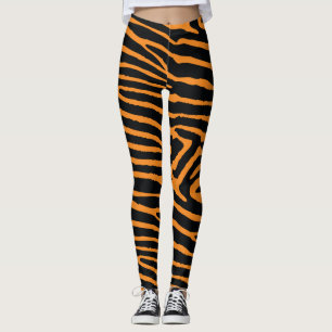Orange Neontiger Striped Leggings