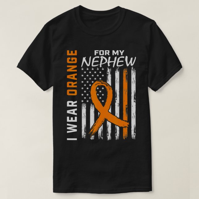 Orange Nephew Leukämie Awareness Flag Tante Onkel  T-Shirt (Design vorne)