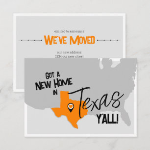 Orange neue Zuhause in Texas Y'all Moving Ankündigung