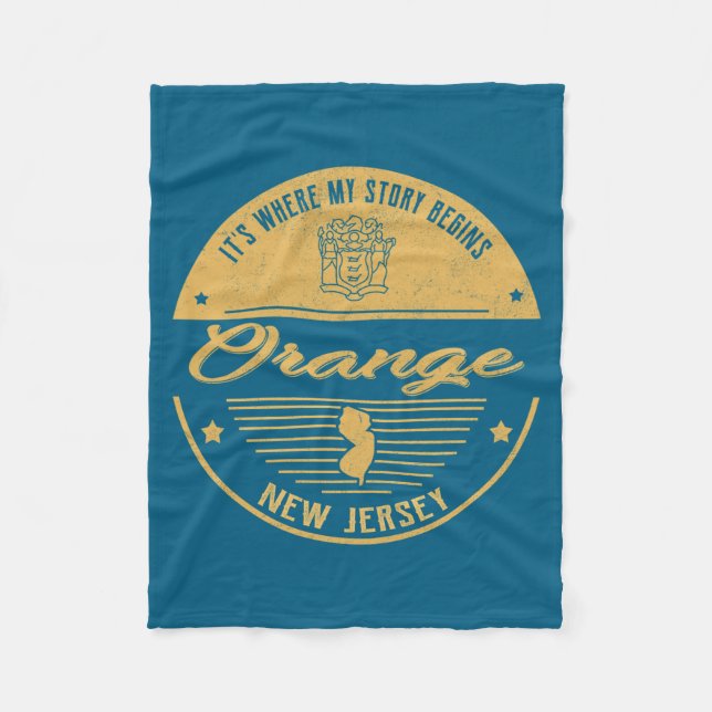Orange New Jersey Its Where My Story Begins  Fleecedecke (Vorderseite)